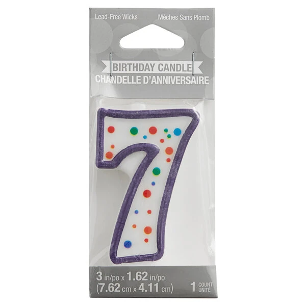 Creative Converting 104566 3" Polka Dot "7" Candle