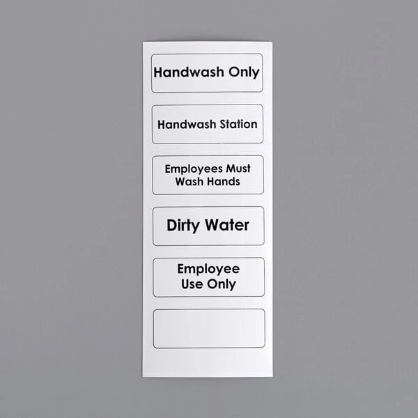 Choice Sanitary Compliance Labels with 5 Messages and 1 Blank Label