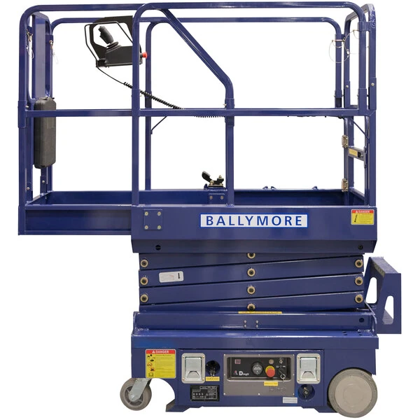 Ballymore DMSL-12 28" x 50" Battery-Powered Drivable Compact Scissor Lift with 22" Roll-Out Cantilevered Platform - 500 lb., 18' Working Height