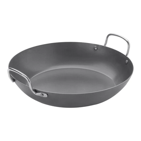 American Metalcraft 12 1/2" Black Steel Paella Pan BSPP12
