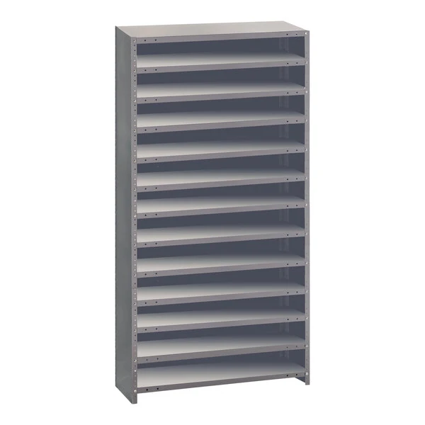 Quantum Super Tuff 36" x 18" x 75" Steel Closed 13-Shelf Euro Drawer Shelving System CL1875-000