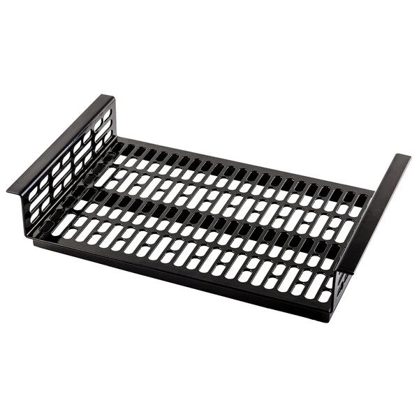 TableCraft CW1060BK Simple Solutions 21 1/4" x 12 7/8" x 3" Black Cast Aluminum Perforated Single Cold Well Drop-In Template