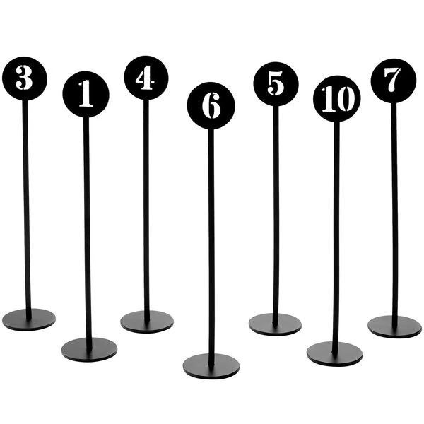 American Metalcraft NSB10 Black Stamped-Out Number Table Stands - 1 to 10