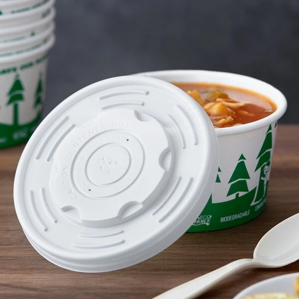 EcoChoice 12-32 oz. PLA Compostable Plastic Food Cup Vented Lid - 500/Case