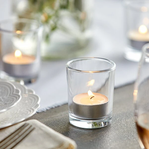 Acopa 2 oz. Clear Round Glass Votive / Tealight Holder - 12/Case