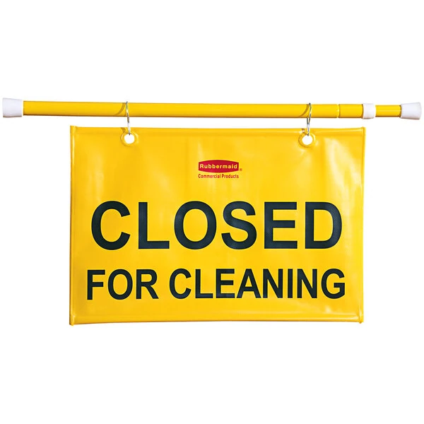 Rubbermaid® FG9S1500YEL Yellow "Closed for Cleaning" Hanging Doorway Safety Sign