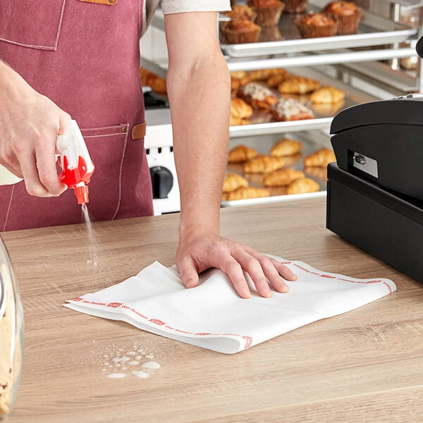Tork 13" x 24" White and Red Odor-Resistant Food Service Wiper - 150/Case