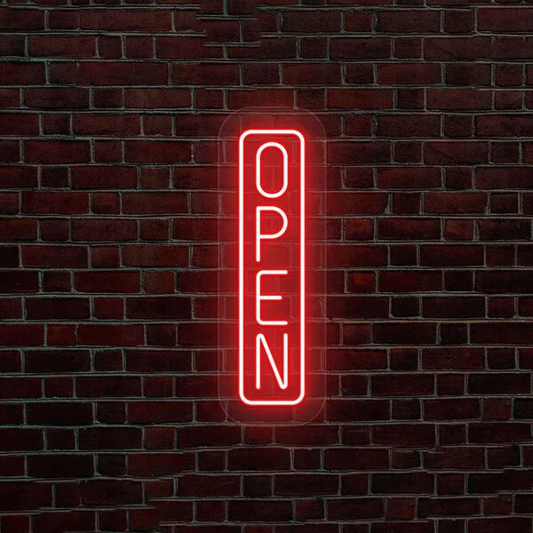 Crazy Neon 16 1/2" x 5 1/2" Red LED Vertical "Open" Sign CNUS000111