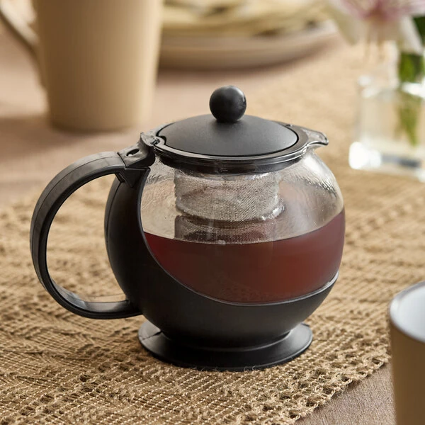 Choice 25 oz. Tempered Glass Tea Pot Infuser with Stainless Steel Basket