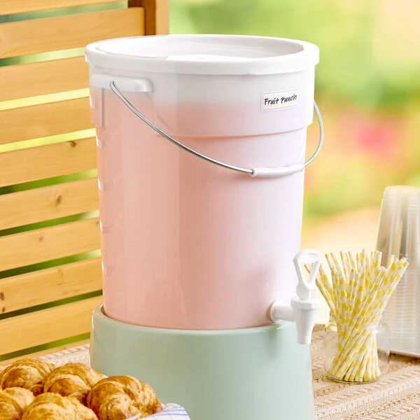 Choice 6 Gallon White Round Beverage Dispenser