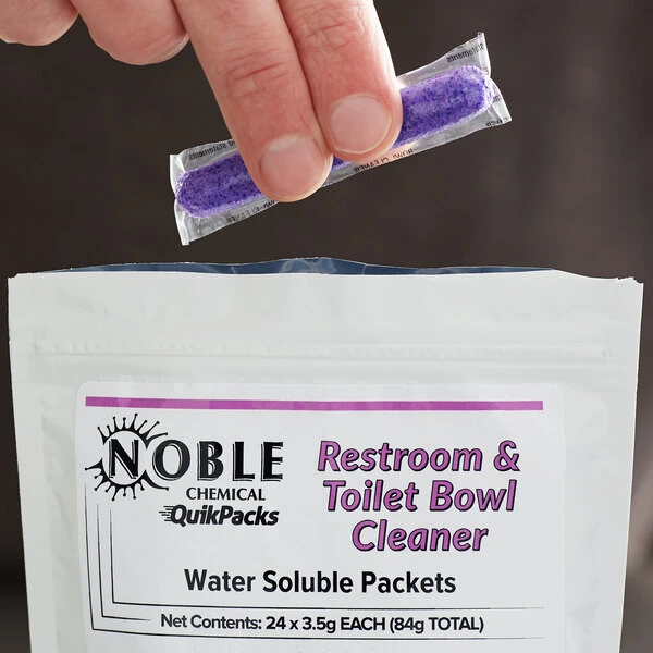 Noble QuikPacks 3.5 Gram Concentrated Restroom and Toilet Bowl Cleaner Packets - 24/Bag
