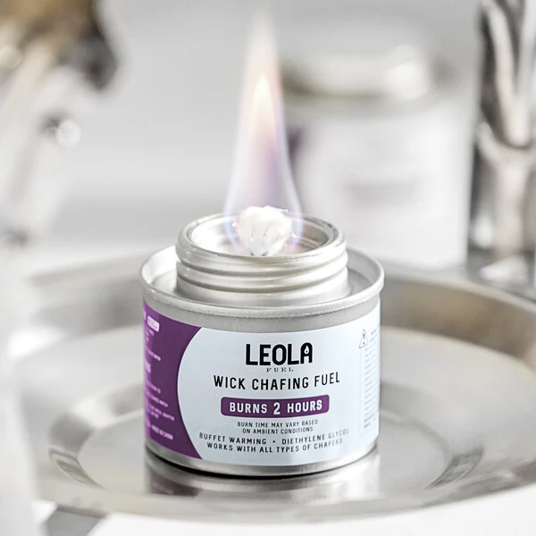 Leola Fuel Premium 2 Hour Wick Chafing Dish Fuel with Safety Twist Cap - 12/Pack