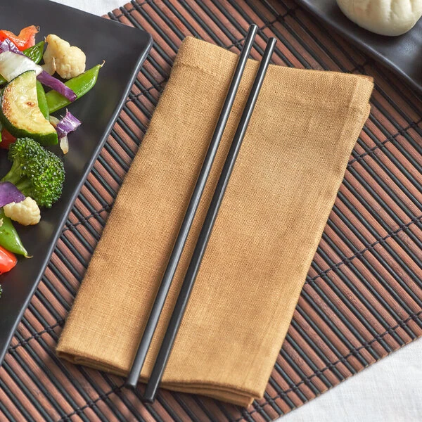Emperor's Select 10 3/4" Black Melamine Chopsticks Set - 10/Pack