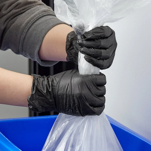 Lavex Powder-Free Disposable Black Hybrid 3.5 Mil Thick Gloves - Extra Large - 1,000/Case