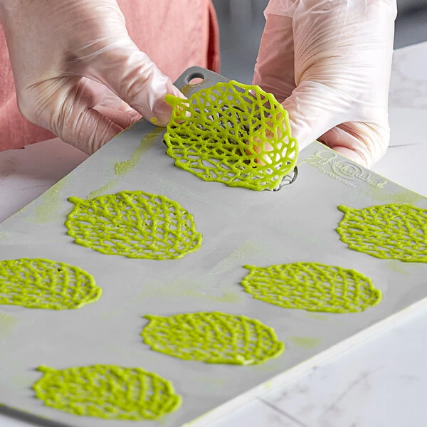 Pavoni Gourmand 8 Compartment Leaf Silicone Baking Mold GG029S - 2 7/8 inch x 2 3/16 inch x 1/16 inch Cavities