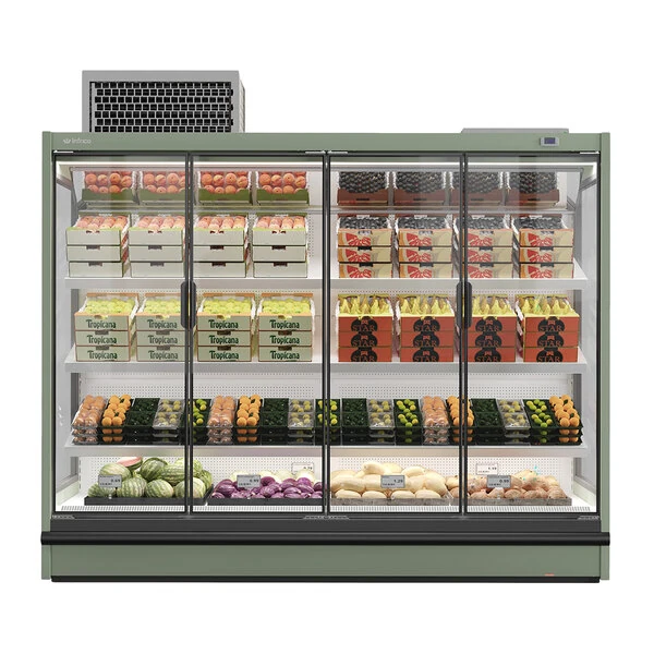 Infrico IAG-ML18DGU22M1 73 13/16" Epoxy-Painted Steel Refrigerated Glass Door Merchandiser with Five Shelf Rows and LED Lighting