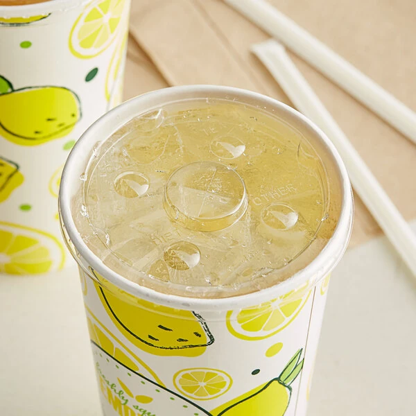 Carnival King 760PCLEMLD32 32 oz. Clear Cold Cup Flat Lid with Straw Slot for Lemonade Cup - 1,000/Case