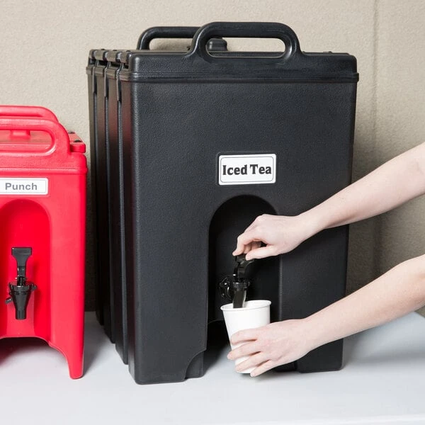 Cambro 1000LCD110 Camtainer® 11.75 Gallon Black Insulated Beverage Dispenser