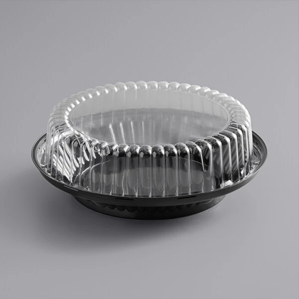Choice 9" Black Pie Container with Clear High Dome Lid - 25/Pack