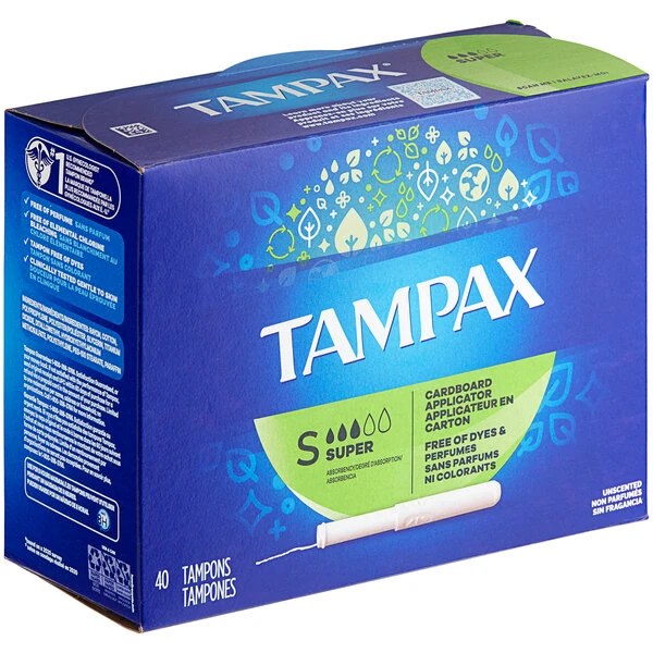 Tampax 40-Count Unscented Tampon with Cardboard Applicator - Super - 12/Case