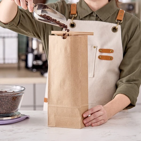 Choice 2 lb. Brown Kraft Customizable Paper Coffee Bag with Reclosable Tin Tie - 500/Case