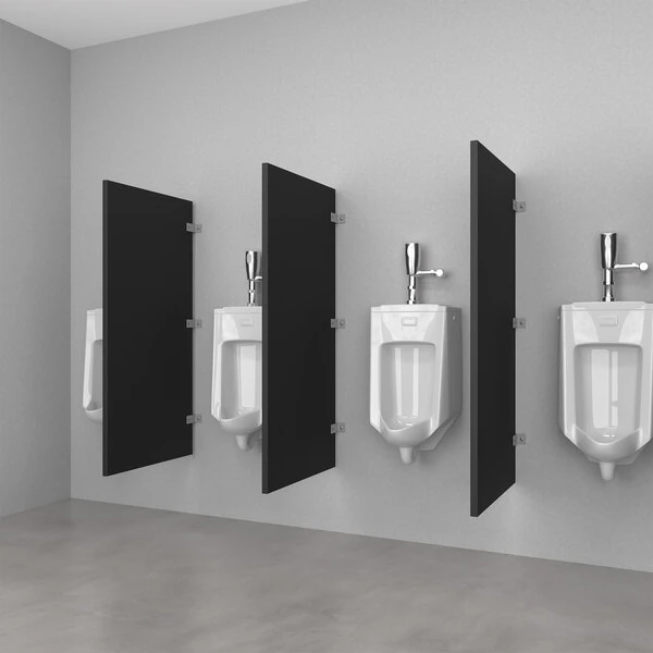 Hadrian Solutions X20118-211 18" x 48" Black Solid Plastic HDPE Urinal Partition