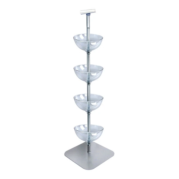 Azar Displays 12" 4-Tier Clear Polycarbonate Bowl Floor Display 751204