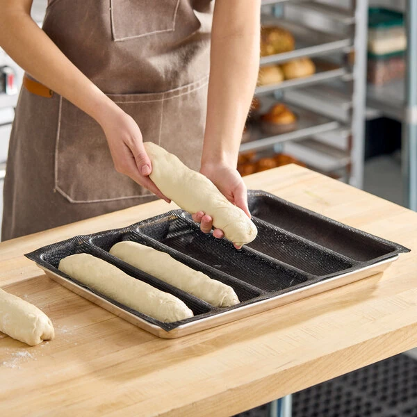 Baker's Lane 5 Compartment Sub Sandwich Silicone Bread Mold - 12" x 2 15/16" Cavities