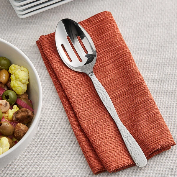 American Metalcraft HM10SL 10" Hammered Stainless Steel Slotted Spoon