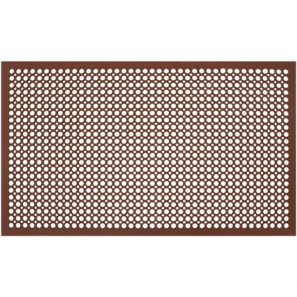 Durable 421S35RD 3' x 5' Red Rubber Workstation Edge Grease-Resistant Anti-Fatigue Mat - 1/2" Thick