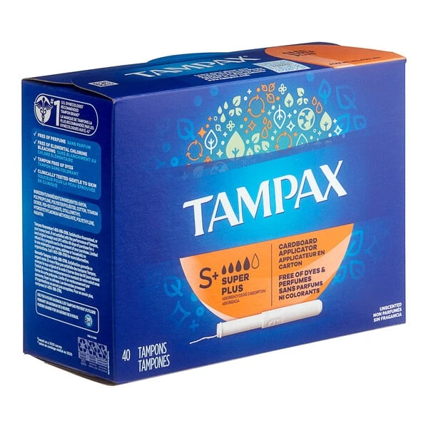 Tampax 40-Count Unscented Tampon with Cardboard Applicator - Super Plus - 12/Case