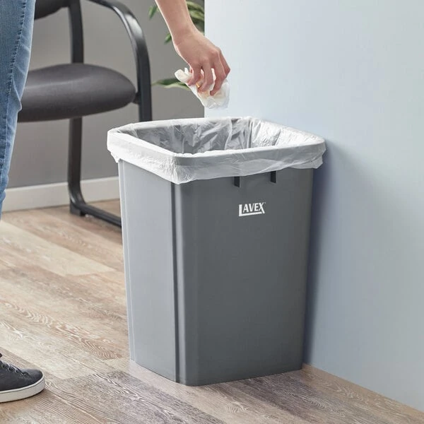 Lavex 19 Gallon Gray Square Trash Can