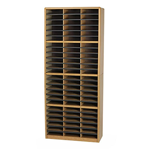 Safco 7131MO Medium Oak 72-Section Steel / Fiberboard File Organizer - 32 1/4" x 13 1/2" x 75"