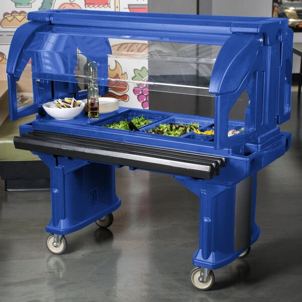 Cambro VBR5186 Navy Blue 5' Versa Food / Salad Bar with Standard Casters