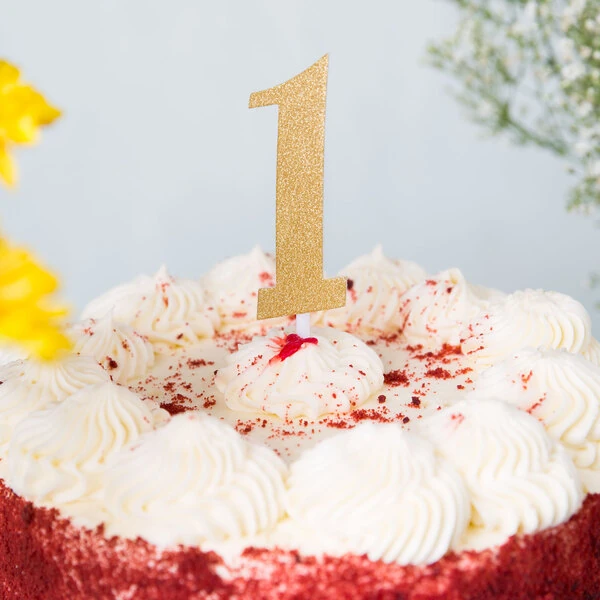 Creative Converting 324542 Gold Glitter "1" Cake Topper - 12/Case