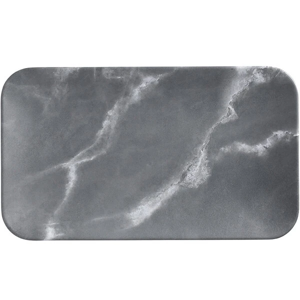 American Metalcraft MCP12GM Mix & Matte 12" x 7" Gray Marble Rectangular Melamine Platter