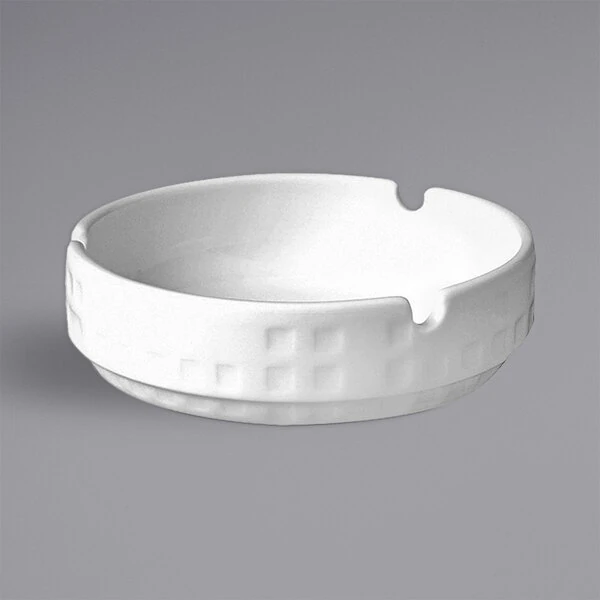 RAK Porcelain Pixel 4 1/8" x 1 1/4" Embossed White Ashtray - 12/Case