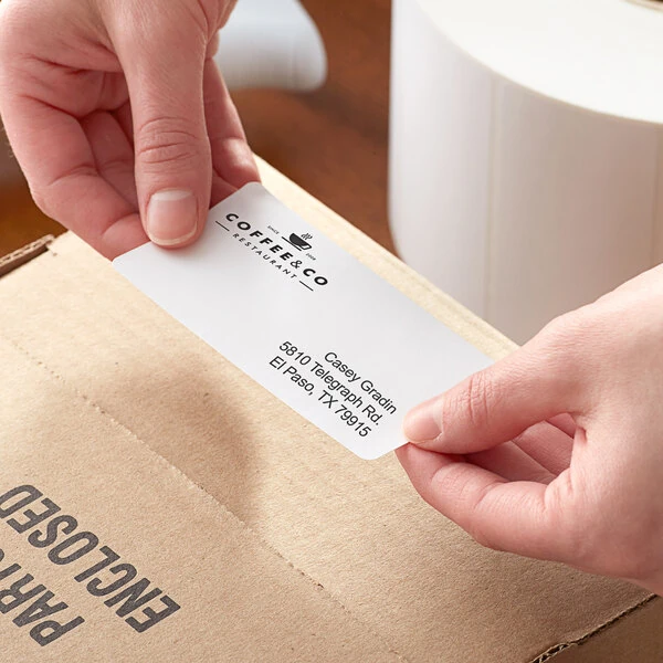 Lavex 2" x 4" White Thermal Transfer Permanent Label Roll - 4/Case