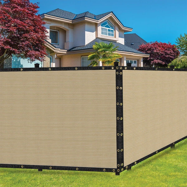 SEALTECH 8' x 25' Beige Heavy-Duty Polyethylene Mesh Privacy Fence Screen ST-205-8X25