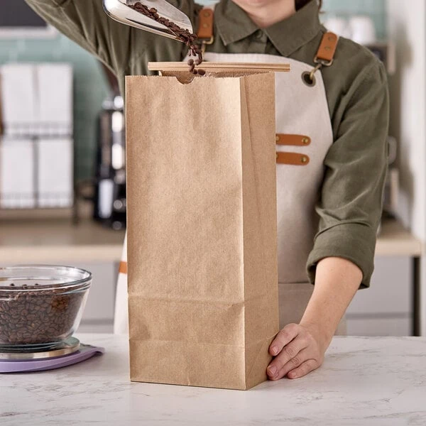 Choice 5 lb. Brown Kraft Customizable Paper Coffee Bag with Reclosable Tin Tie - 250/Case