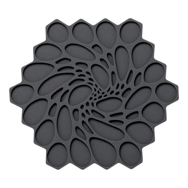 Modern Twist from Steelite International 7" Graphite Silicone Hexagonal Hive Trivet - 6/Case