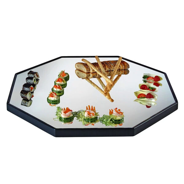 Cal-Mil RR241 24" Octagonal Mirror Tray with Raised Black Rim