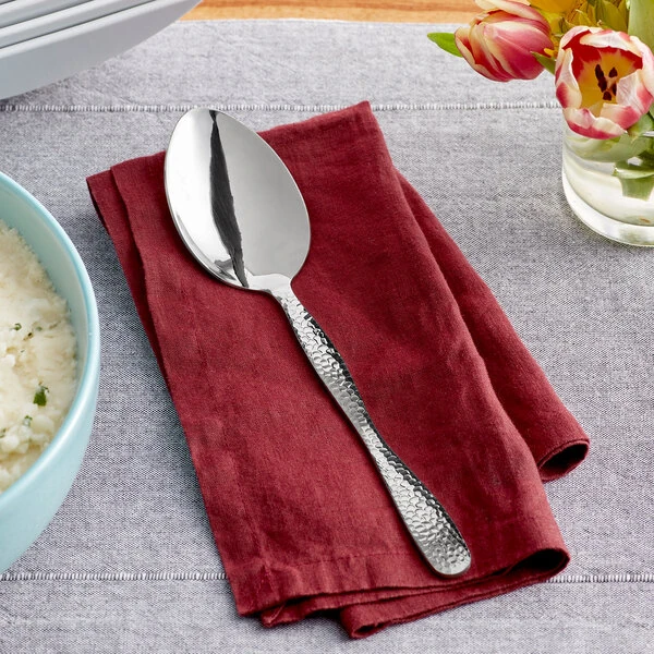American Metalcraft HM10SPO 10" Hammered Stainless Steel Solid Spoon
