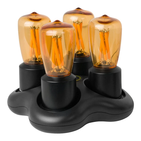 Hollowick Nexis 4-Piece LED Rechargeable Edison Bulb Set with Charging Tray, Power Supply, and Remote Control