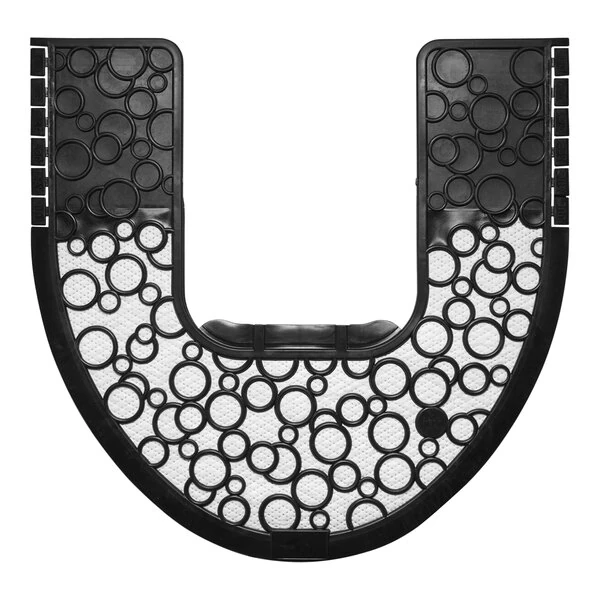 Fresh Products P-Shield FCM-F-000I006M-BLK Black / White Disposable Toilet Floor Mat - 6/Case