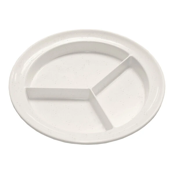 Richardson Products Inc. 9" White Polyester 3-Compartment Dish