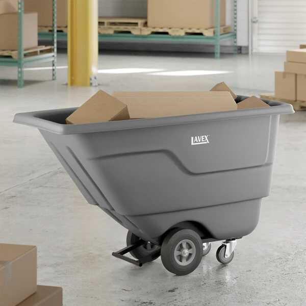 Lavex 0.5 Cubic Yard Gray Tilt Truck / Trash Cart (450 lb. Capacity)