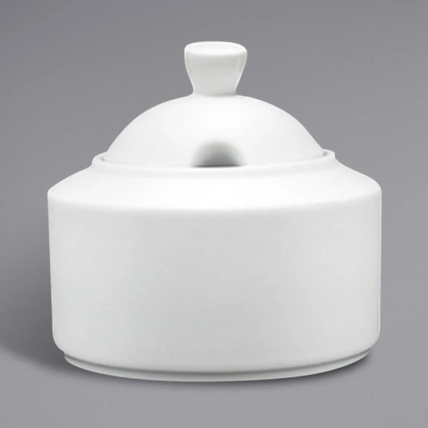 Zwiesel Fortessa Ilona 8 oz. Bright White China Sugar Bowl with Lid - 48/Case