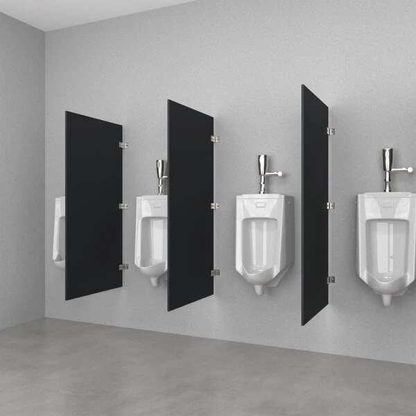 Hadrian Solutions 24" x 48" Black Phenolic Urinal Partition