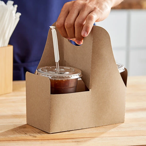 Choice 2-Cup 12-32 oz. Drink Carrier with Handle - 25/Pack